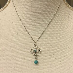 NEW JUSTIN Silver-Tone Turquoise Cross Pendant Necklace - Women's Jewelry